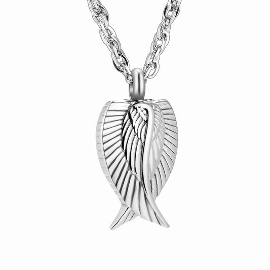 Multi Toned Winged Angel Pendant Necklace