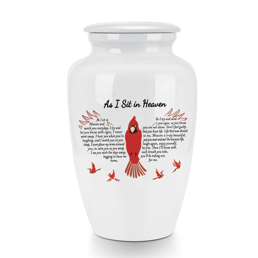 10 Inches Red Bird Cremation Urns for Human Ashes Ceramic Keepsake