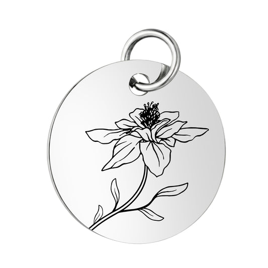 PJ Birth Flower -Silver Round