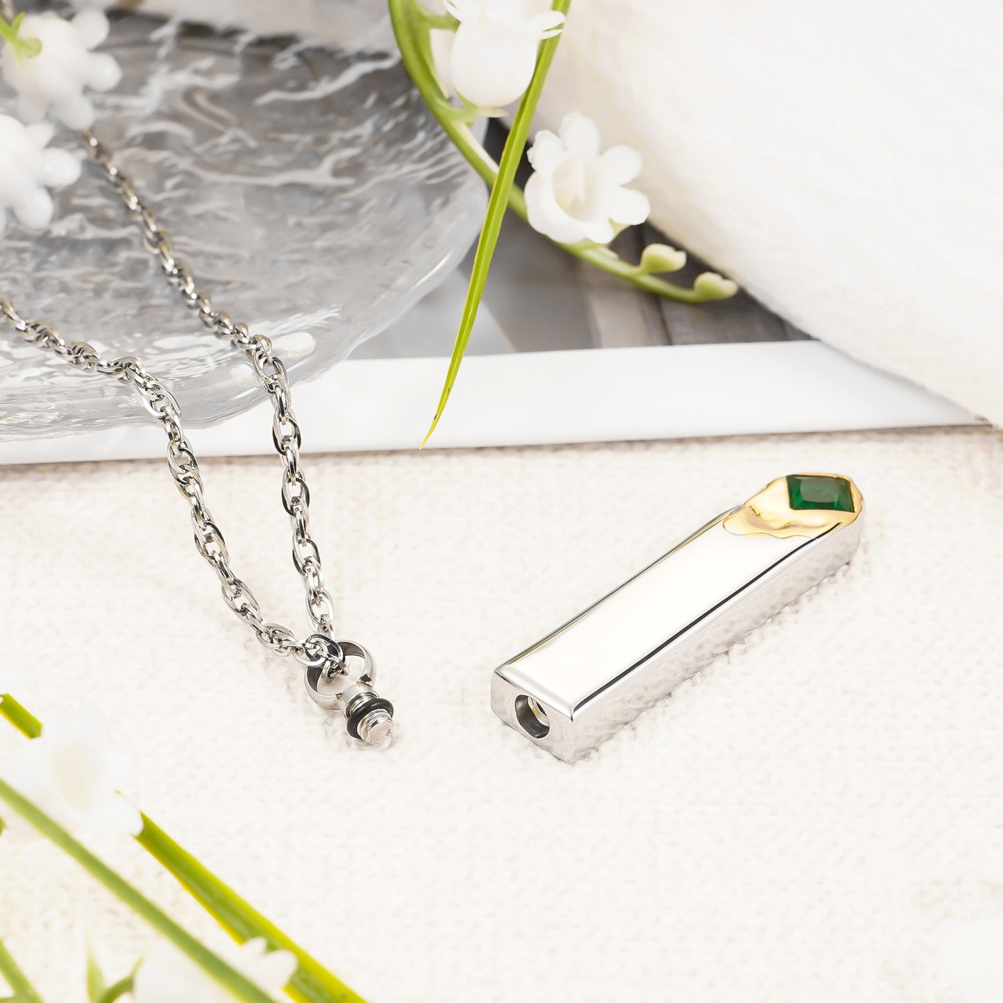 Customized Cube Ashes Necklace, Bar Urn Necklace for Ashes