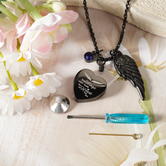 Black Heart Memorial Urn Pendant