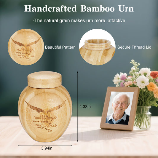 Small Wood Urn for Ashes Keepsake, Bamboo