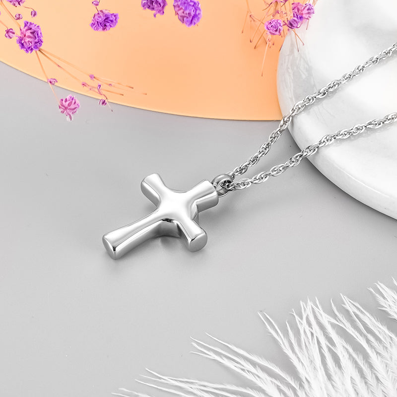 Memorial Cross Cremation Neckalce of Heart