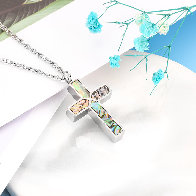 Art Cross Cremation Pendant Necklace