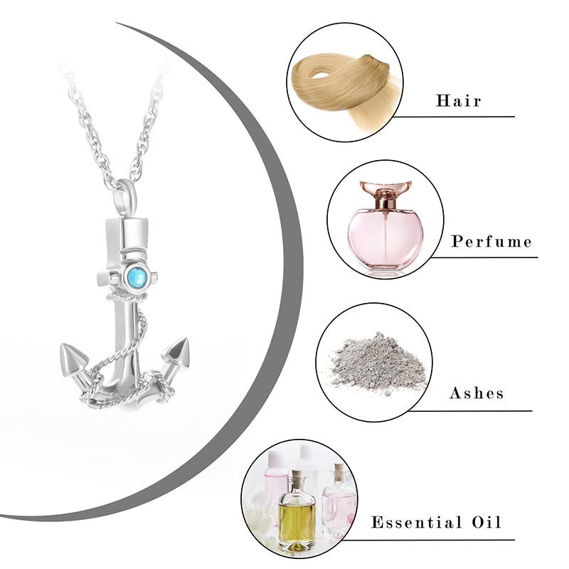 Anchor Crenation Pendant with Blue Diamonds