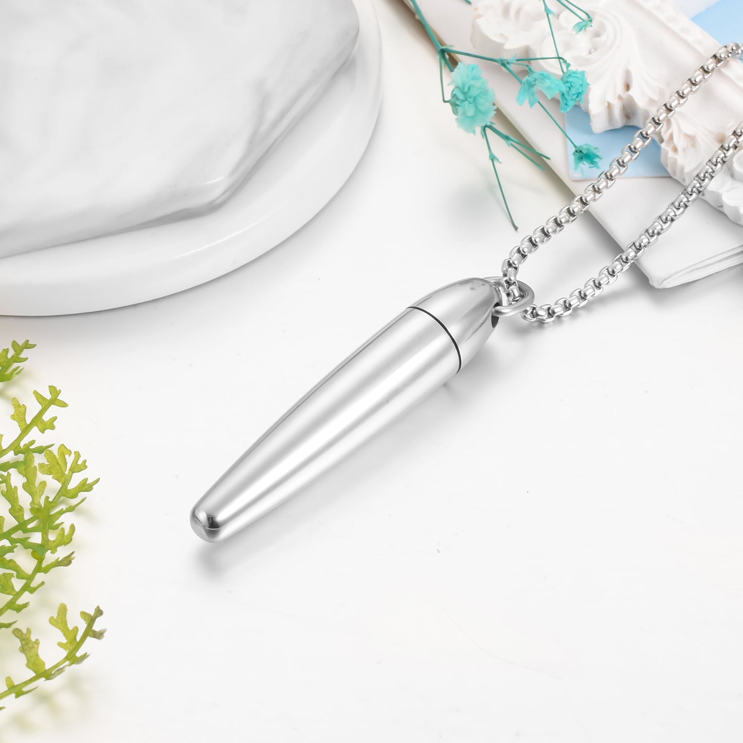 Memorial Bullet Cremation Pendant Necklace