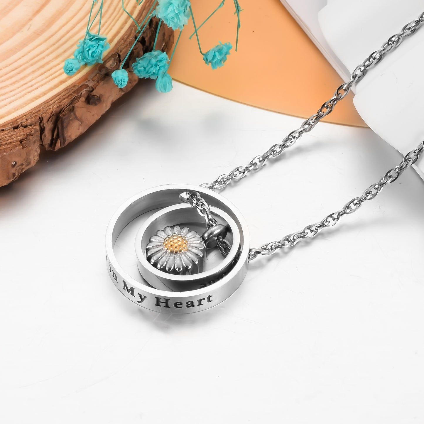 Sunflower Cremation Pendant Necklace