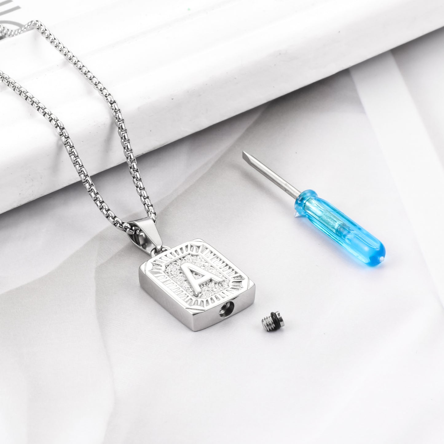Steel A Letter Cremation Jewelry for Ashes