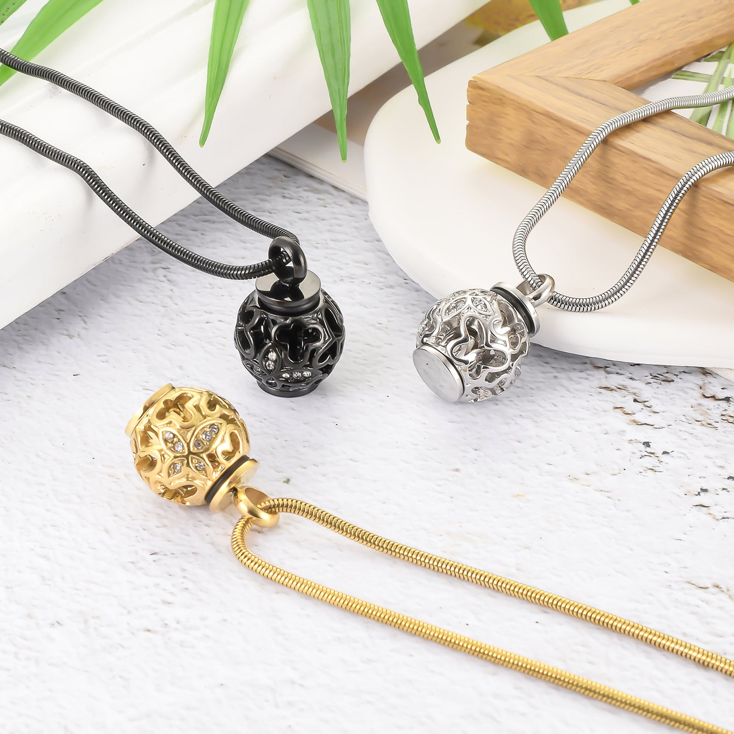 Lantern & Butterfly - Cylindrical Cremation Necklace