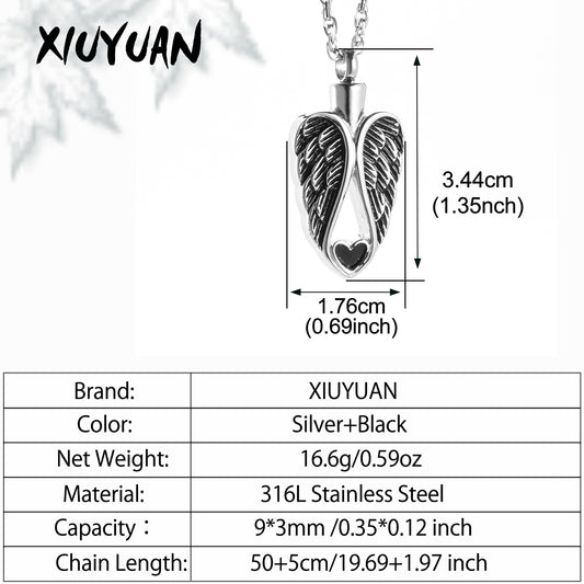 Big Wings and Heart Cremation Jewelry for Ashes