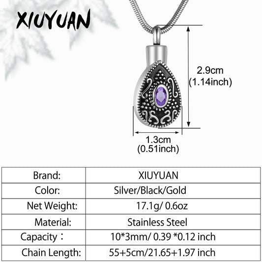 Retro Teardrop Cremation Necklace for Ashes