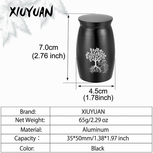 Black Cremation Urns with Tree of Life