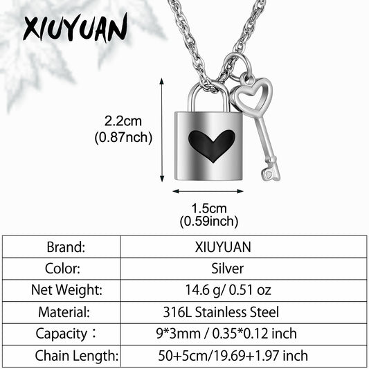 Lock & Key Urn Pendant with Heart