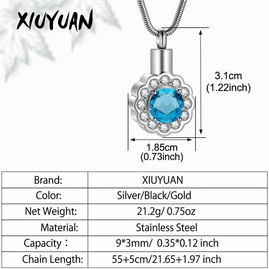 Sunflower Urn Locket Sapphire Diamond