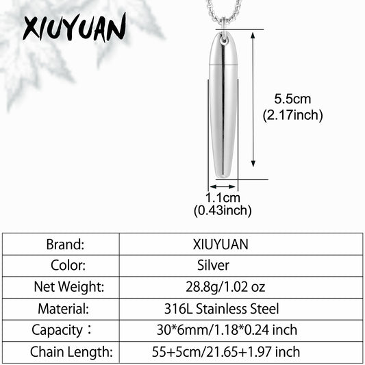 Memorial Bullet Cremation Pendant Necklace