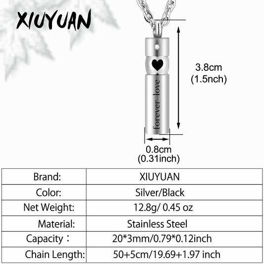 Cylinder Heart Cremation Necklace Jewelry