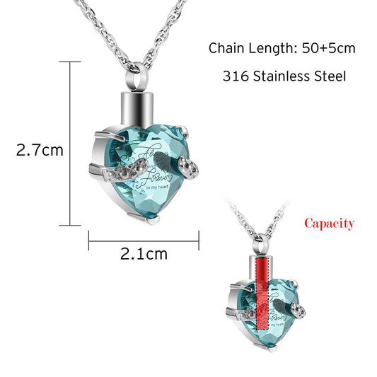 Heart Cremation Pendant Necklace for Women