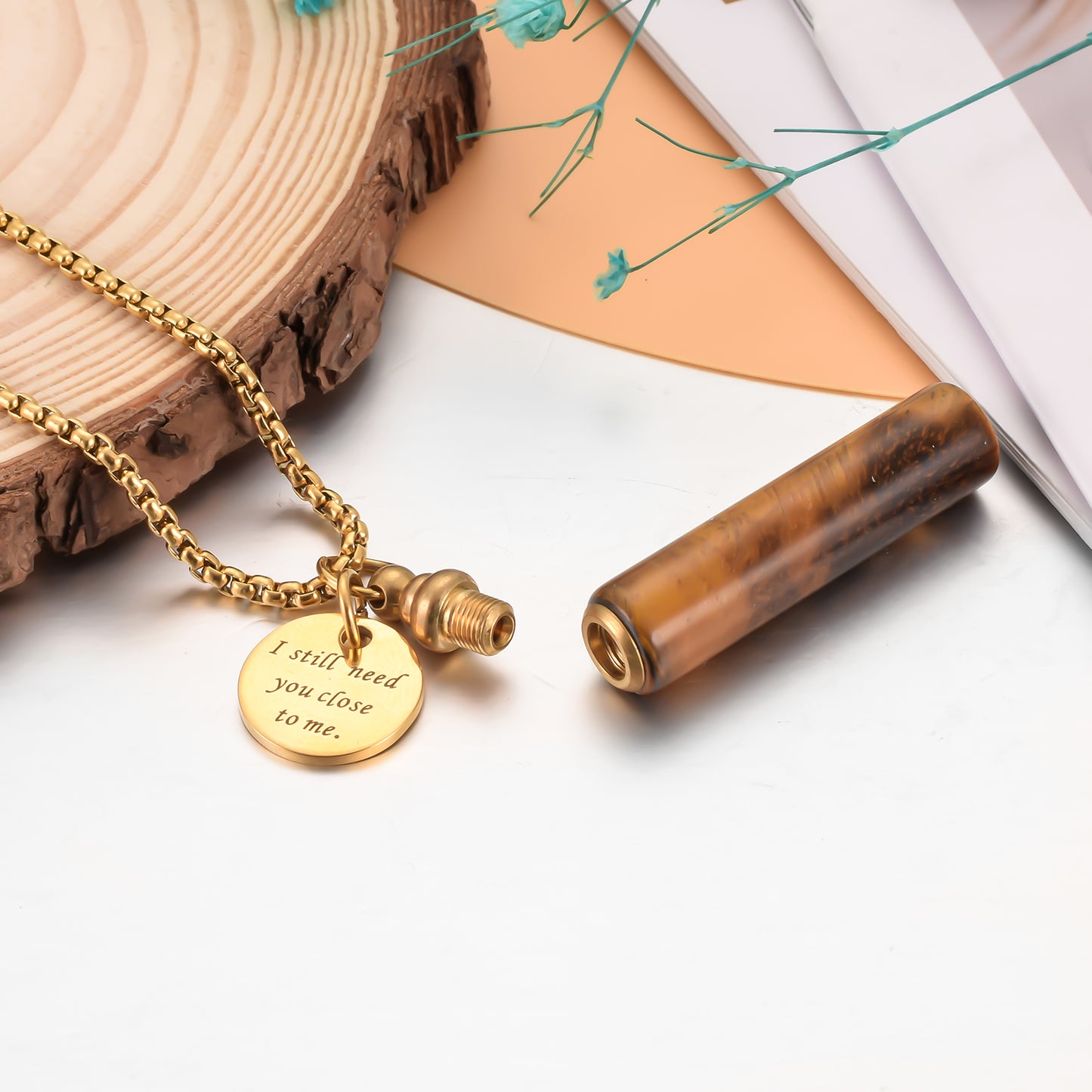 Unique Wooden Cremation Necklace