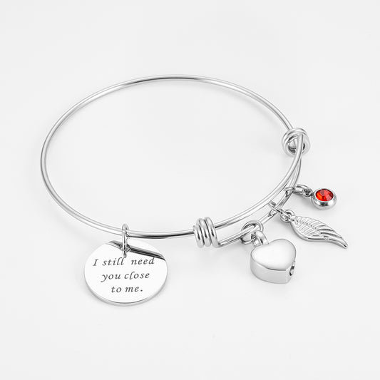 Heart and Angle Wings Bracelet with birthstone