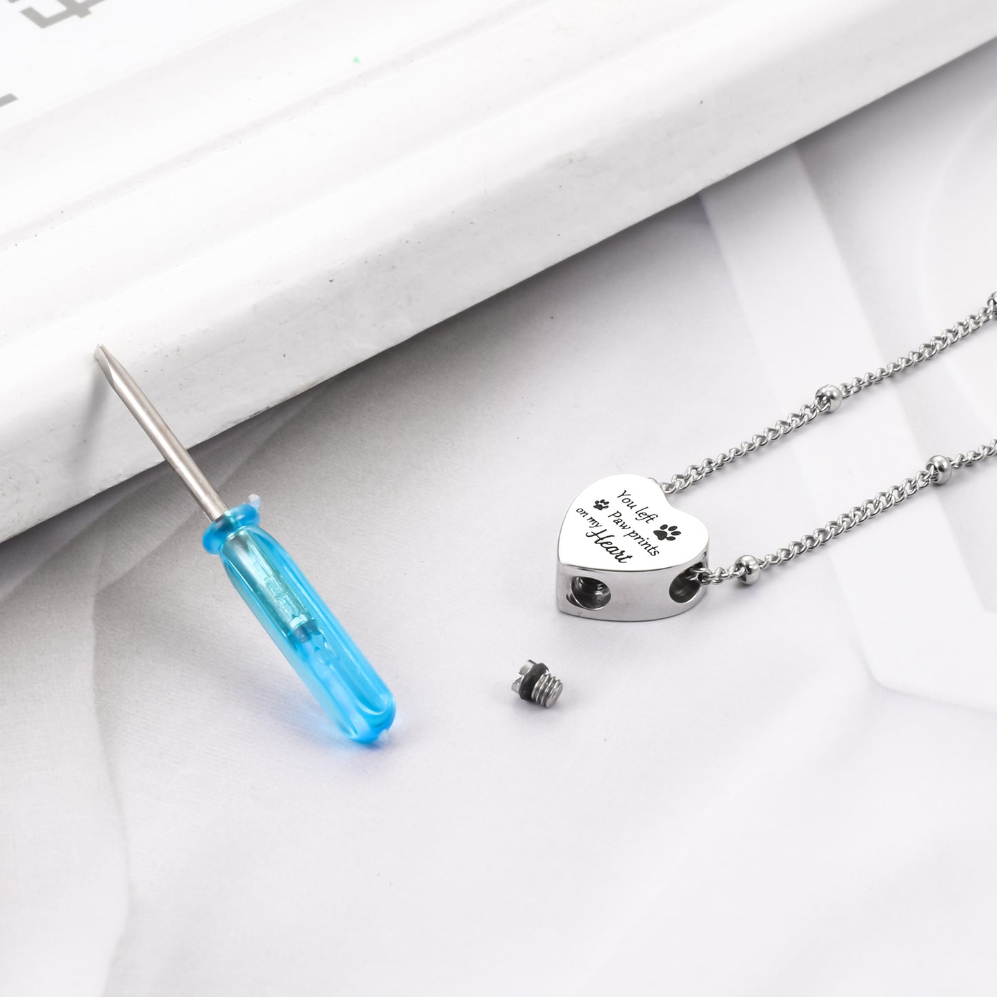 Heart Urn Necklace with Paws for Pets