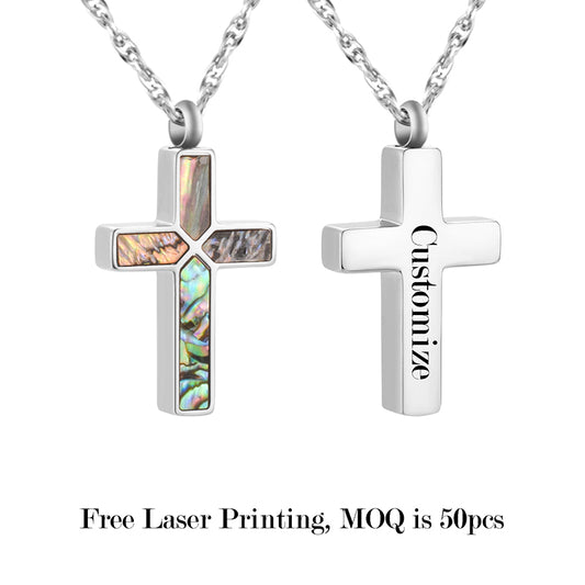 Art Cross Cremation Pendant Necklace