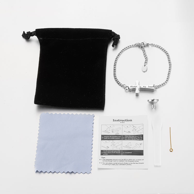 Cross Cremation Bracelet for Ashes