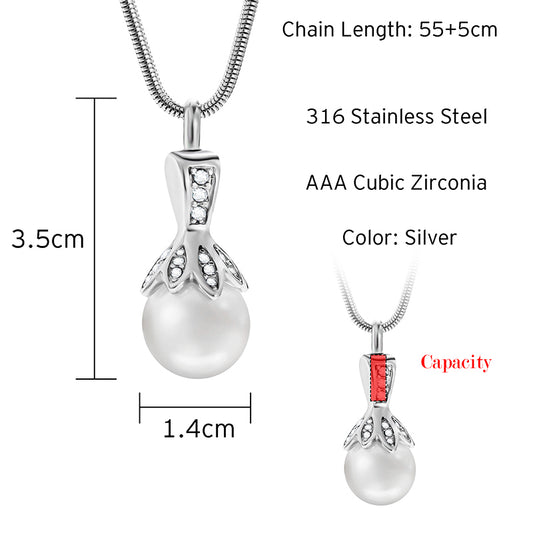 Diamond and Pearl Cremation Pendant