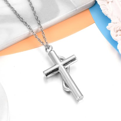 Cross Cremation Pendant with Blue Heart