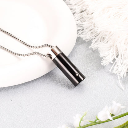 Black Cylinder Cremation Necklace