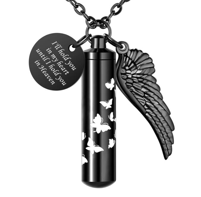 Black Cylindrical Memorial Pendant