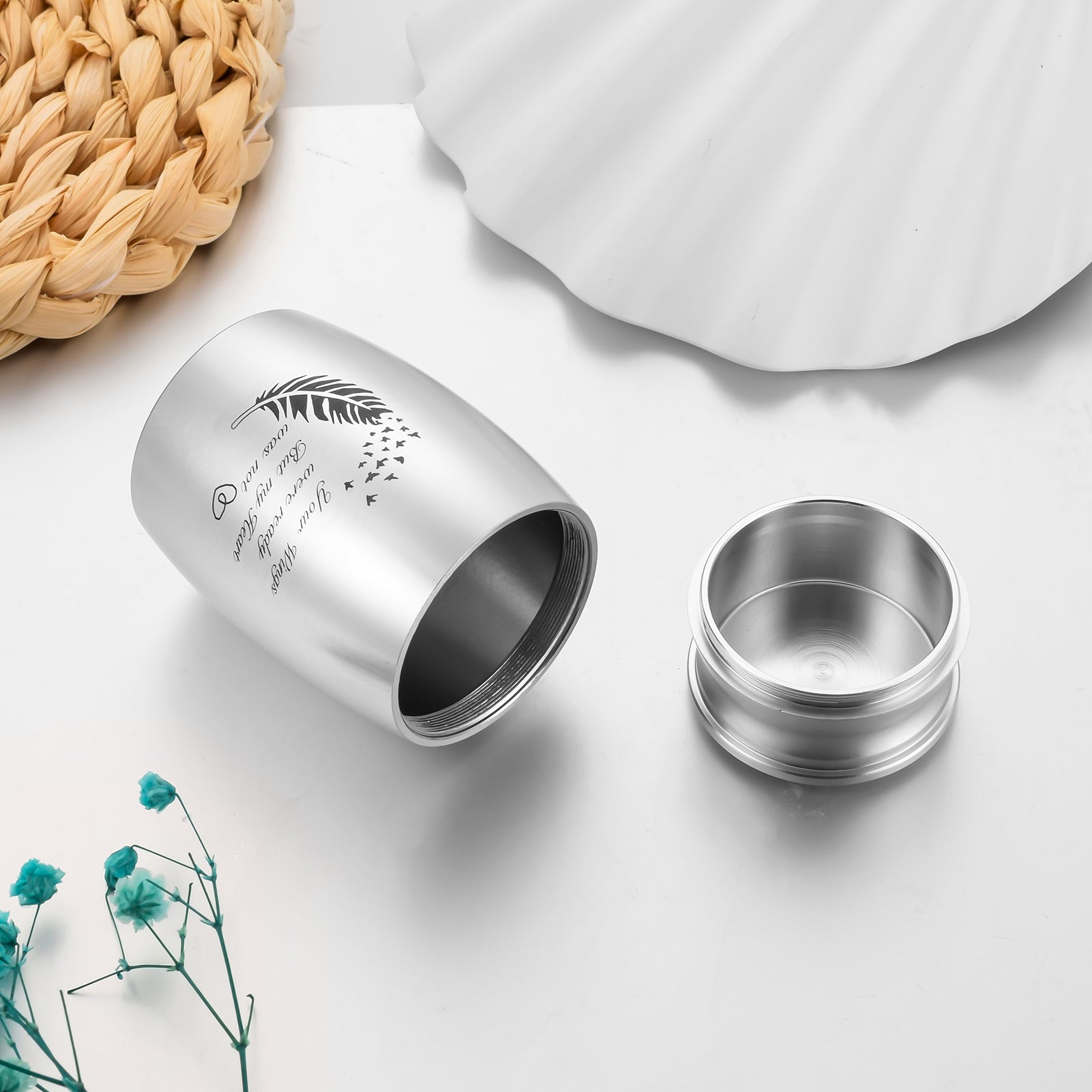 Heartfelt Memorial Urns: Engraved Feather, Birds & 'Your Wings were ready