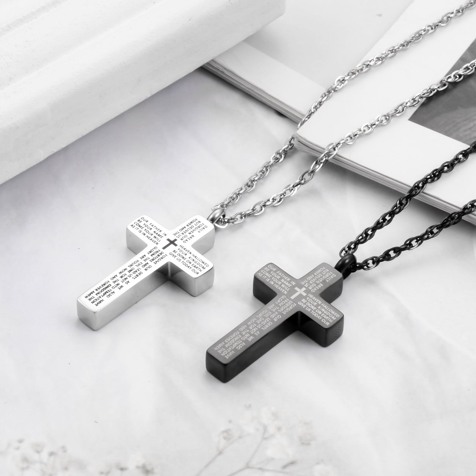 Cross Urn Necklace with Bible