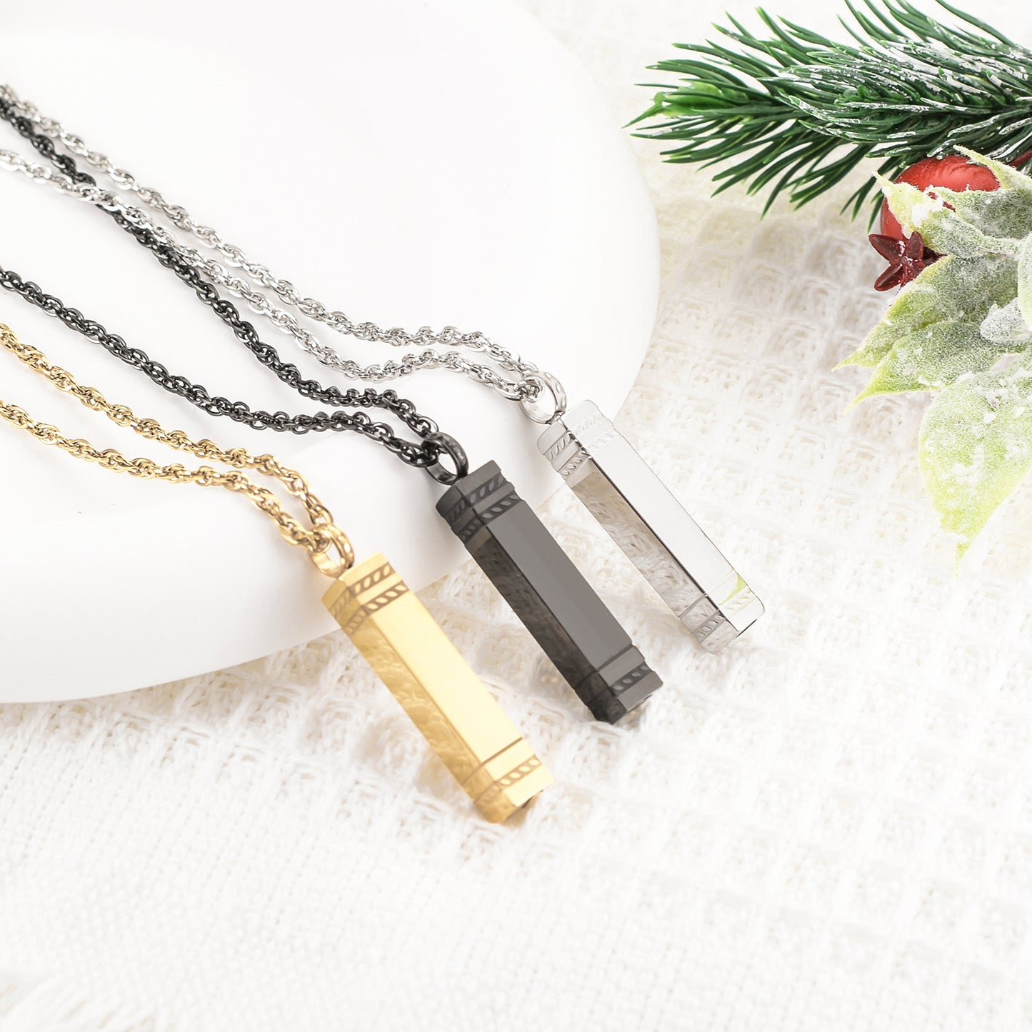 Rectangular Bar Cremation Necklace