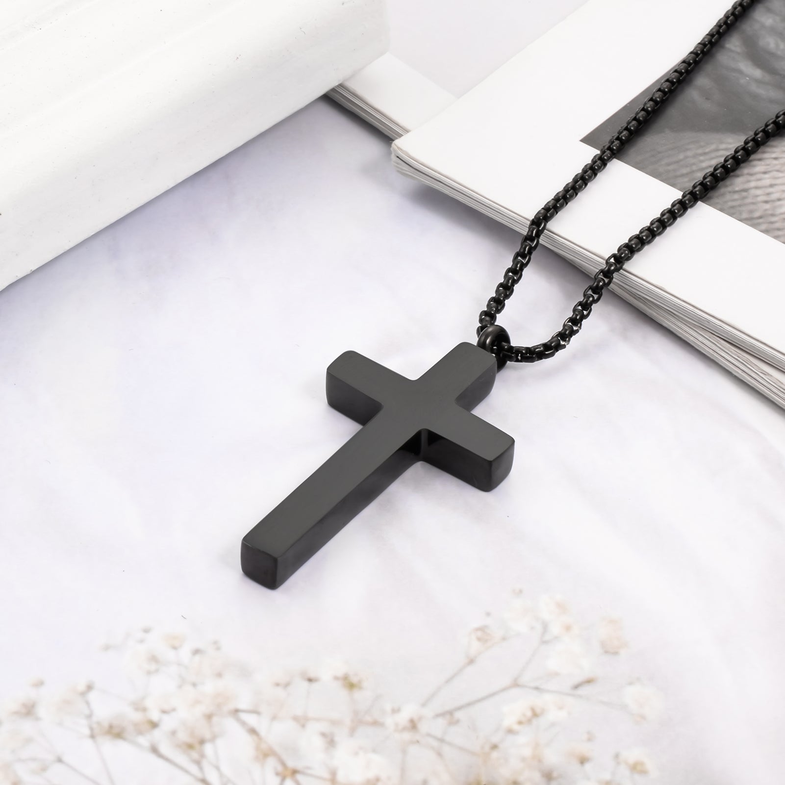 Cross - Shaped Memorial Urn Pendants: Black and Gold Keepsake Necklaces
