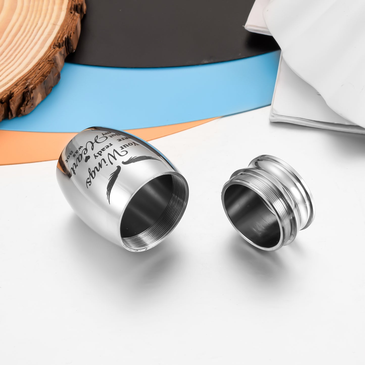 Stainless Steel Mini Keepsake Urn -Your Wings Were Ready, But My Heart Was Not