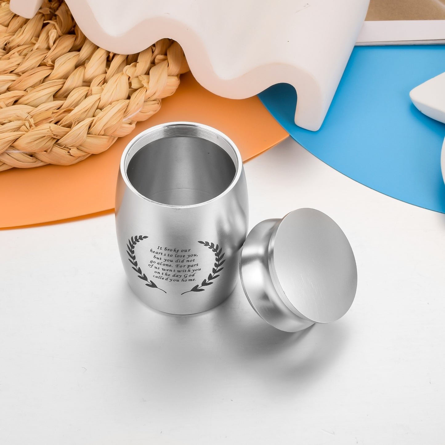 Aluminum Memorial Urns with Engraved Laurel Wreath & Poem