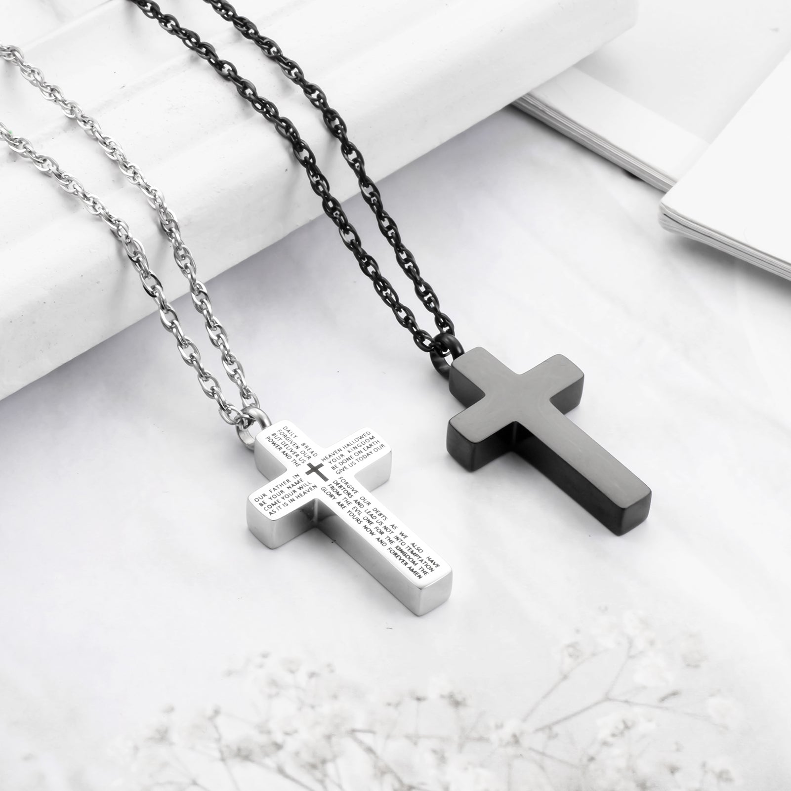 Cross Urn Necklace with Bible
