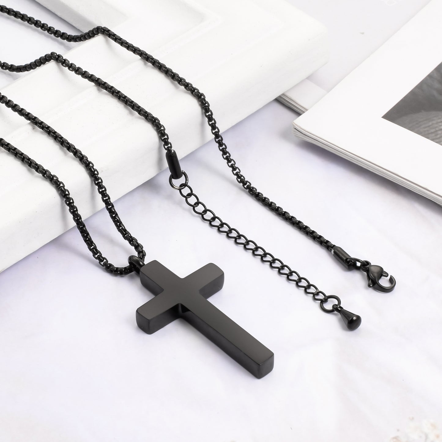 Cross - Shaped Memorial Urn Pendants: Black and Gold Keepsake Necklaces