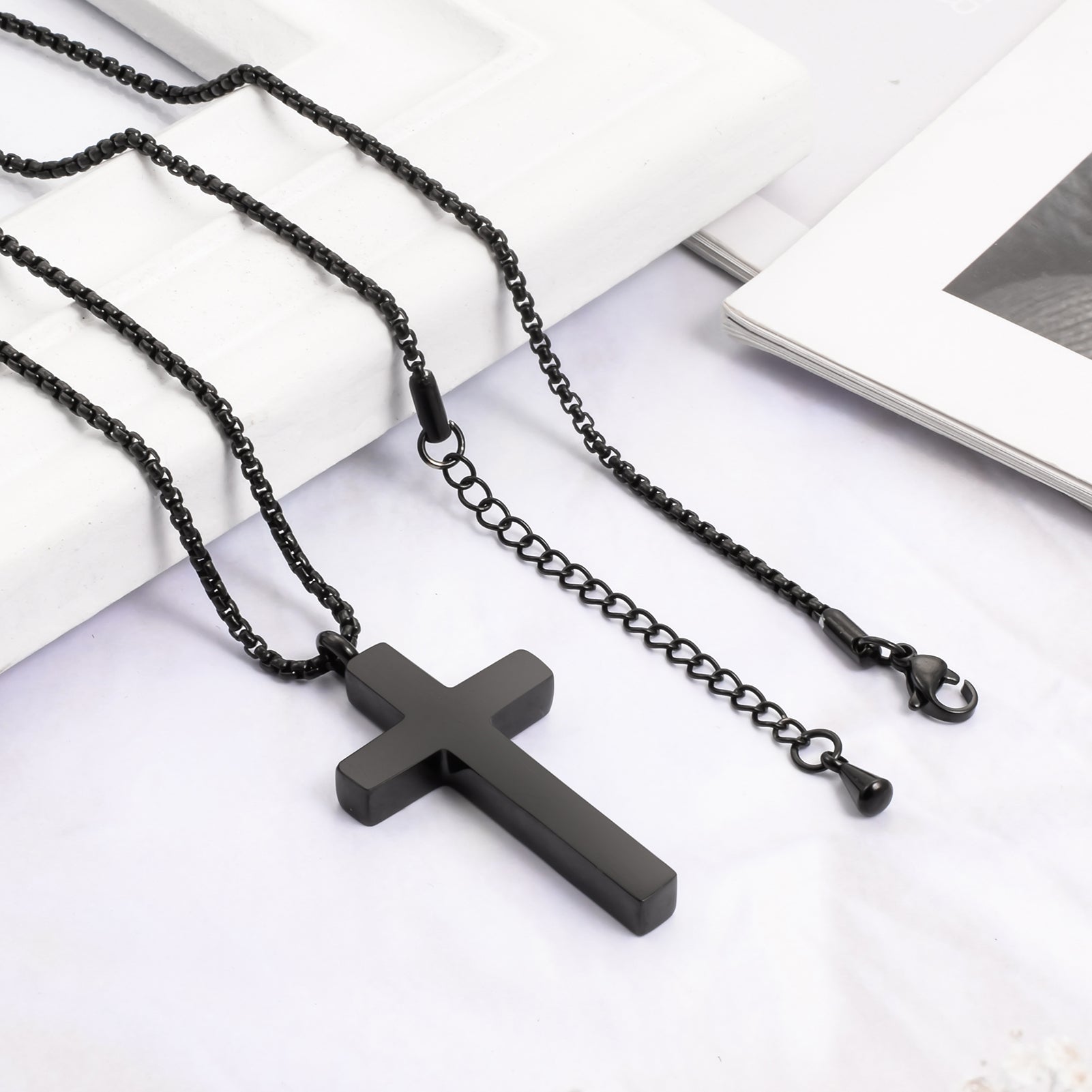 Cross - Shaped Memorial Urn Pendants: Black and Gold Keepsake Necklaces