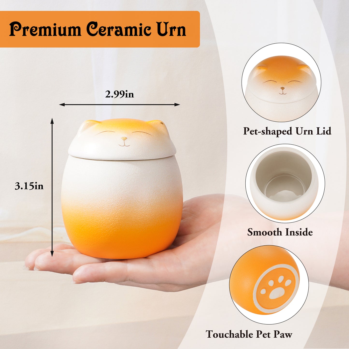 Smiley Shaped Pet Urn for Cat or Dog Memorial Keepsake