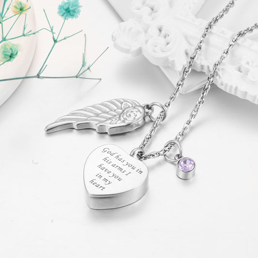 Memorial Urn Necklace: Engraving ‘God Has You in His Arms’ Inscription