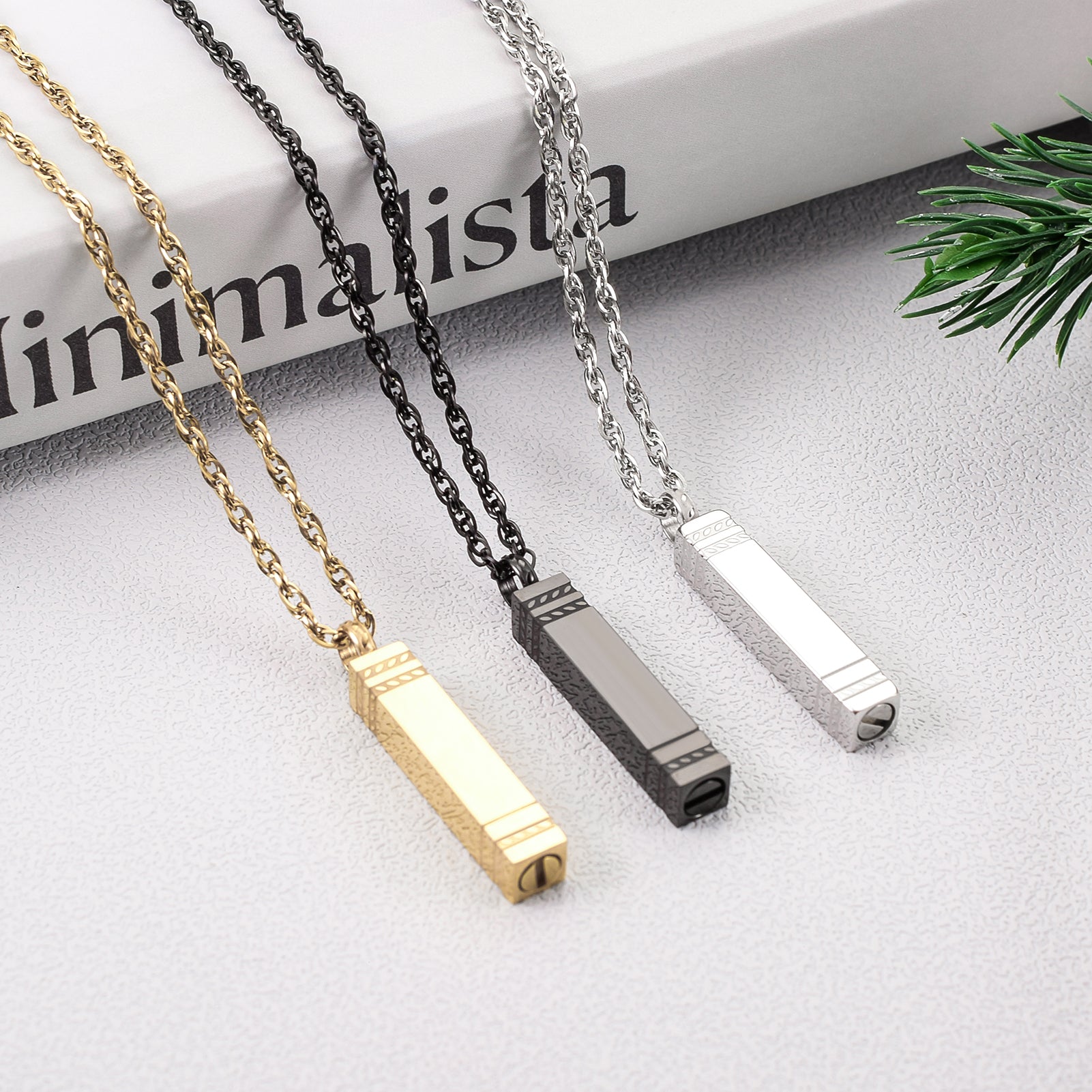 Rectangular Bar Cremation Necklace