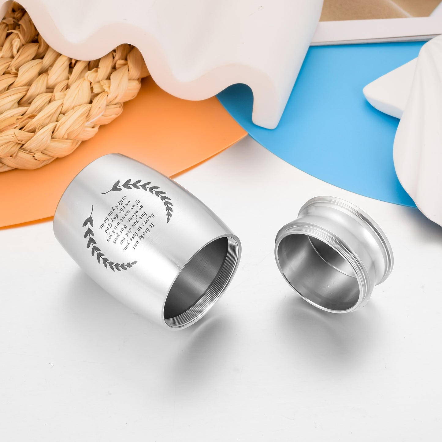 Aluminum Memorial Urns with Engraved Laurel Wreath & Poem