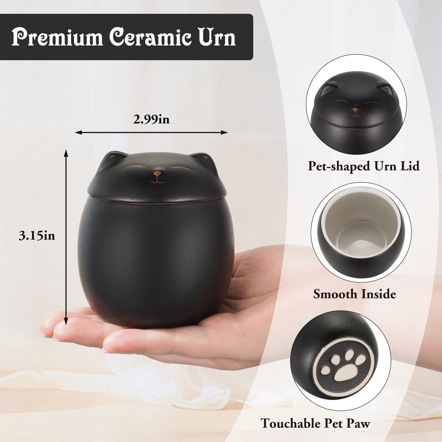 Smiley Shaped Pet Urn for Cat or Dog Memorial Keepsake