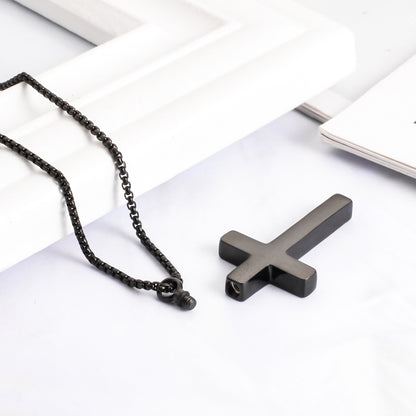 Cross - Shaped Memorial Urn Pendants: Black and Gold Keepsake Necklaces
