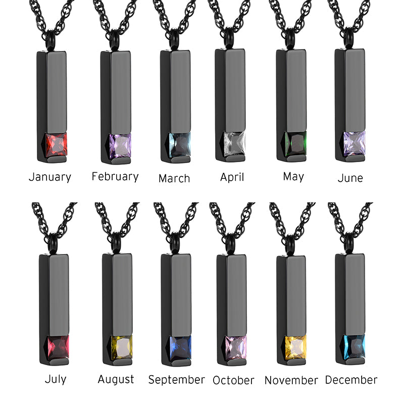 Customizable Month Memorial Necklace with Birthstone Stones