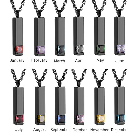 Customizable Month Memorial Necklace with Birthstone Stones