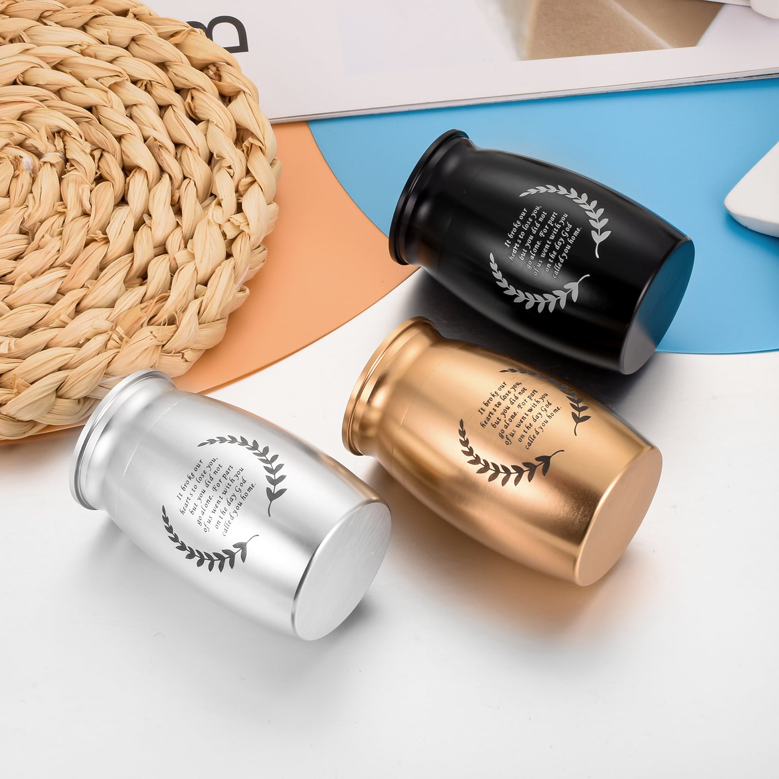 Aluminum Memorial Urns with Engraved Laurel Wreath & Poem