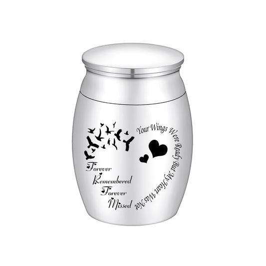 Heart and Bird Memorial Urn: 'Your Wings Were Ready But My Heart Was Not'