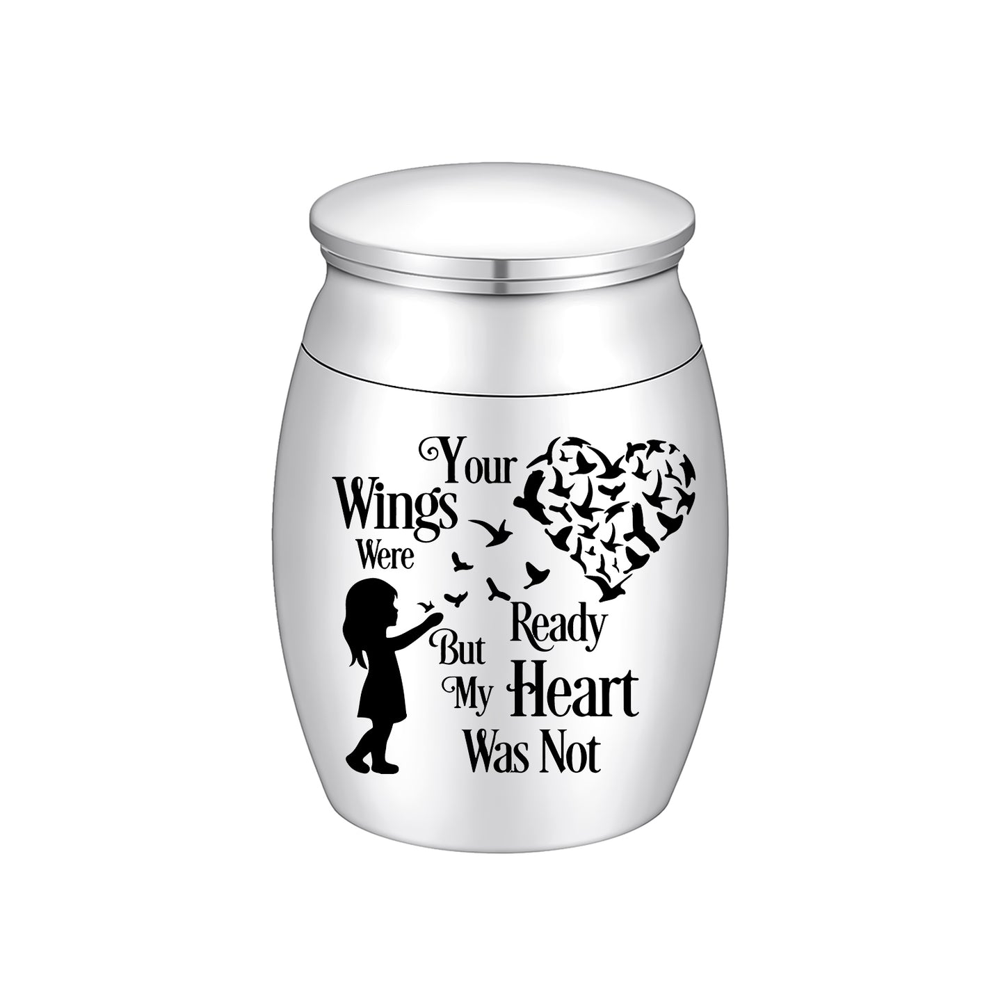 Sentimental Memorial Urn: Girl & Bird-Heart Design